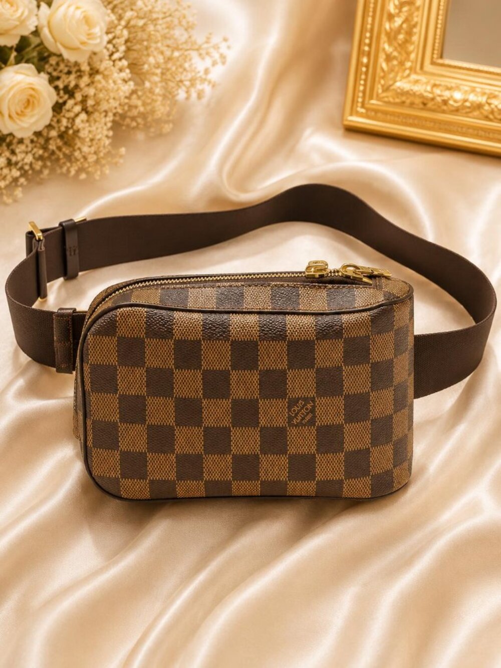 Authentic Louis Vuitton Geronimos Damier Ebene Belt Bag Crossbody Waist Bag